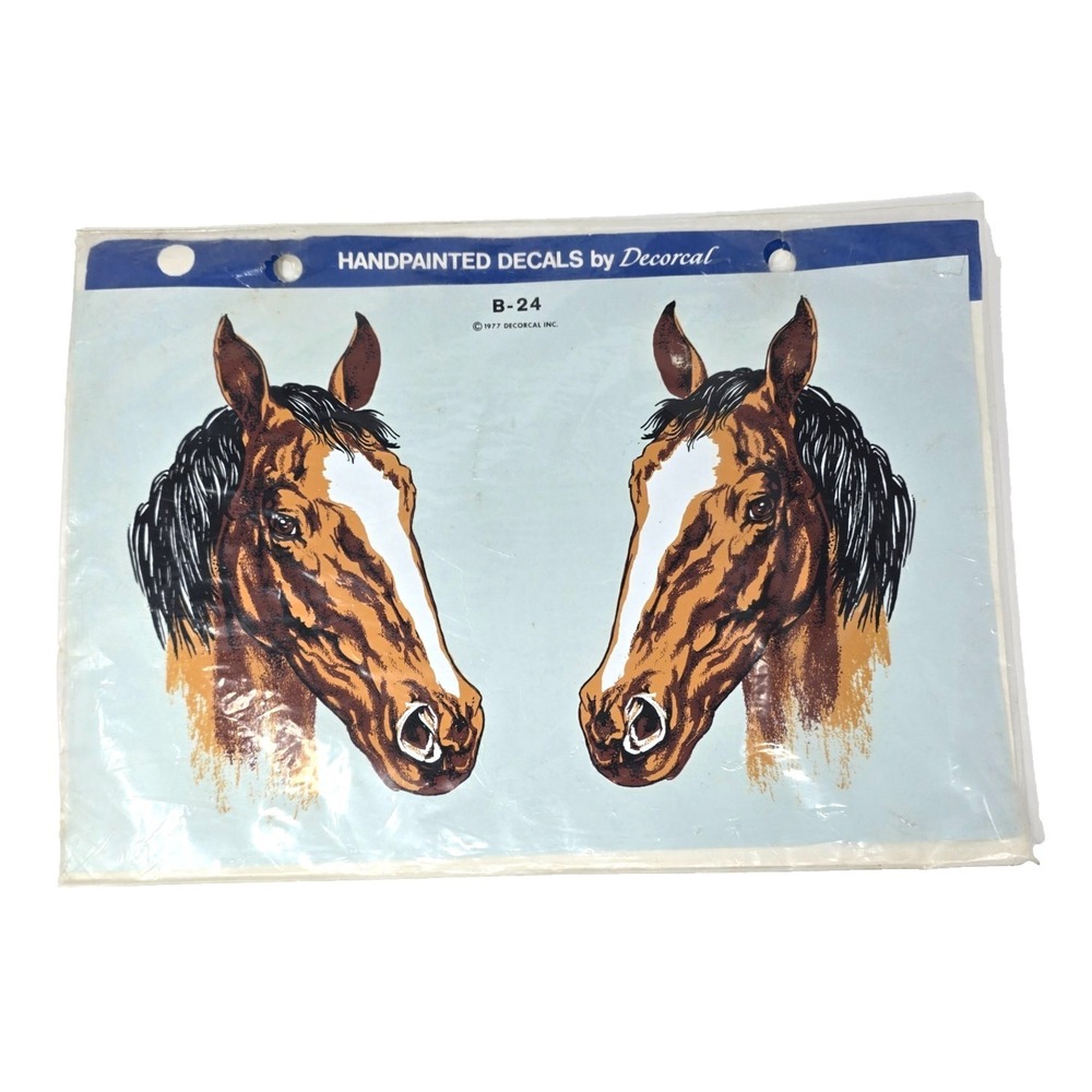 NWT Vintage Hand-painted Horses 2 Decals Decorcal